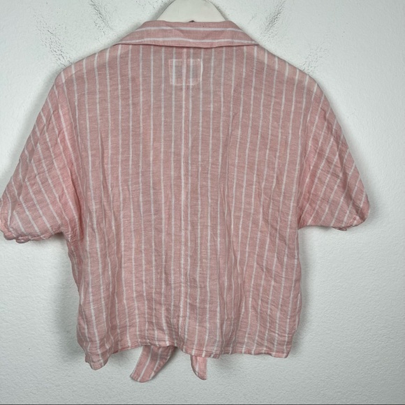 Rails Marley peach stripe button down tie front linen blend shirt Size Small - Picture 5 of 7